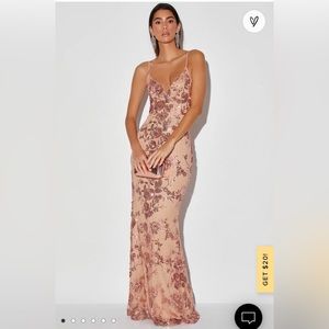 Rose Gold Sequin Mermaid Maxi Dress
